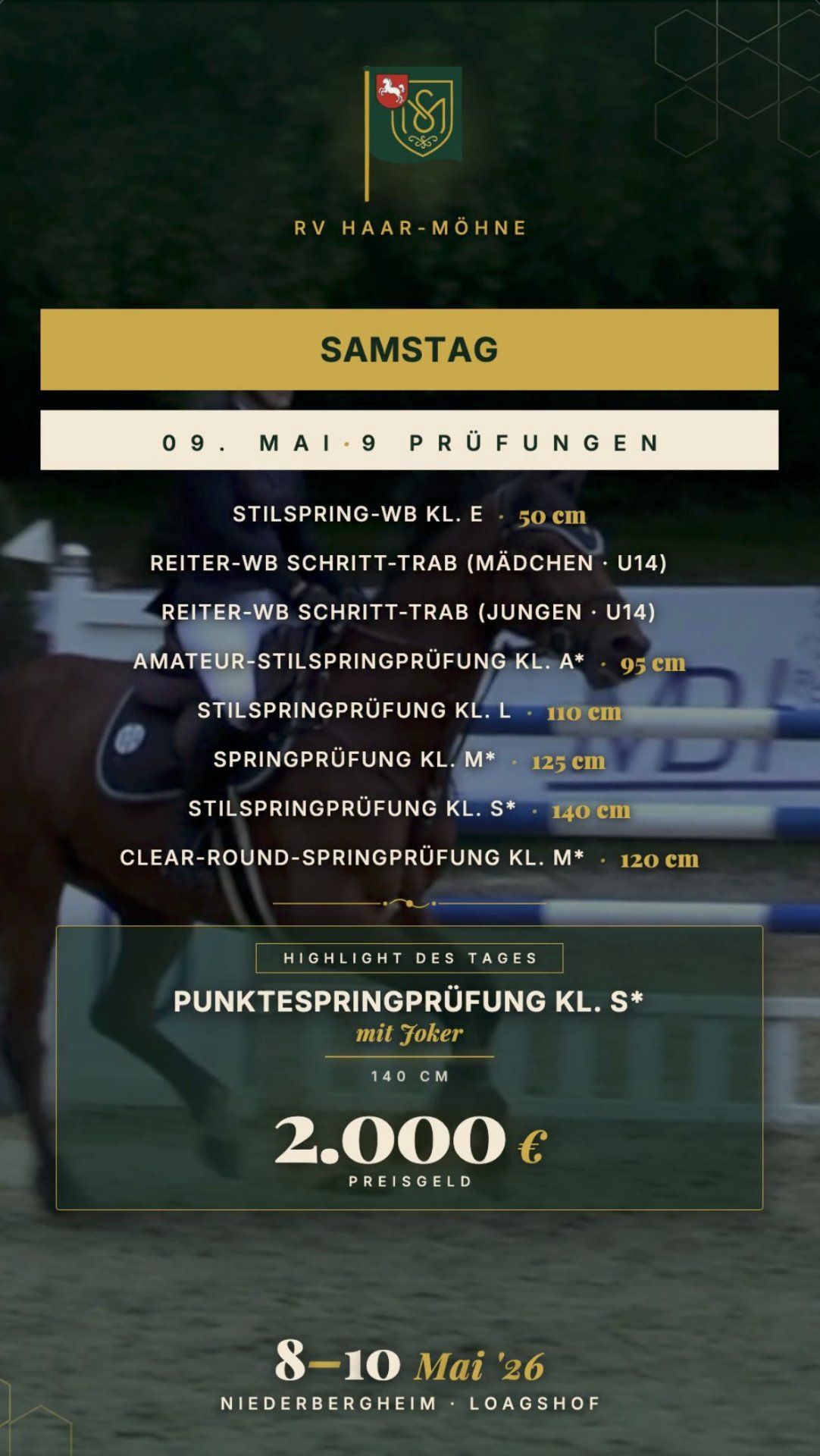 Samstag, 9. Mai: Gleich 2 - S* Springen an einem Tag