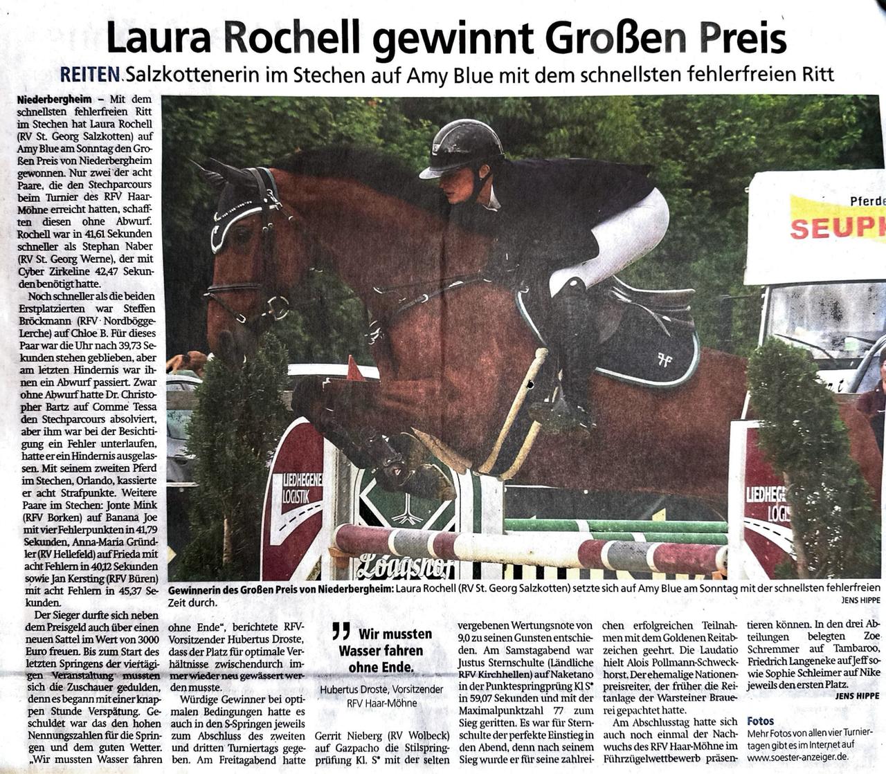 Laura Rochell gewinnt Großen Preis von Niederbergheim mit schnellem fehlerfreien Ritt